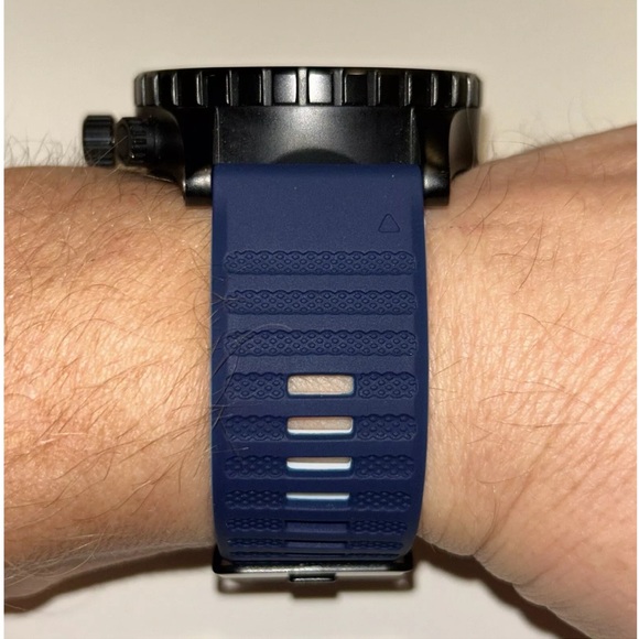 Watch Band 25mm Navy Blue w White Rubber Replacement 4 Nixon 51-30 Strap Garmin - Picture 2 of 12